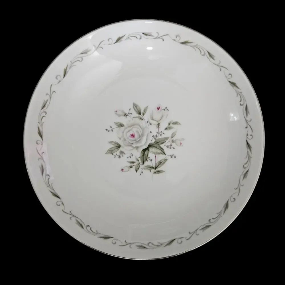 Vintage Romance Diamond China Japan Floral Serving Salad Bowl Pink Roses